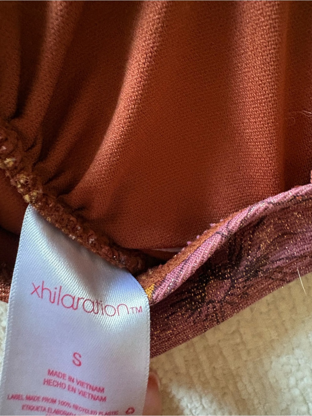 Floral Pink Glitter Rust Bikini Top - Picture 4 of 4